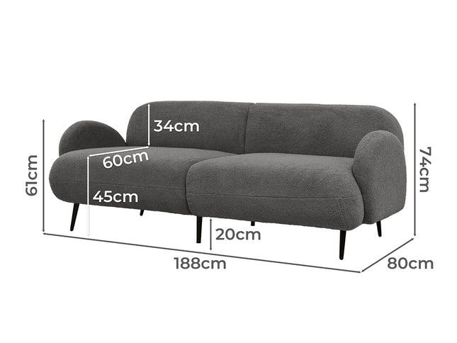 Levede Cloud Sofa 3 Seater Sherpa Fleece Beige-1975420389232349186
