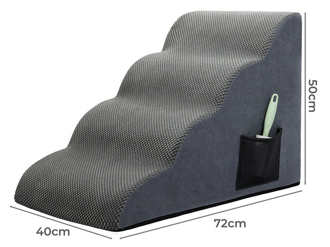 Pawz 4 Steps Pet Stairs Dog Ramp High Density Foam Grey-1973193549600133122