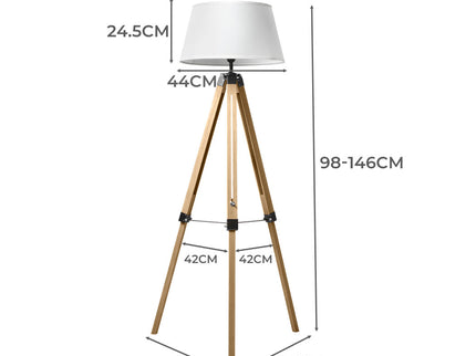 EMITTO Tripod Wooden Floor Lamp Shaded Natural-1864184396886708226