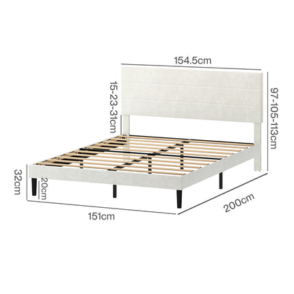 Levede Queen Bed Frame Upholstered Adjustable Headboard Platform Mattress Base-2065254299683917826