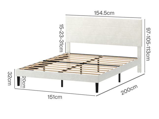 Levede Queen Bed Frame Upholstered Adjustable Headboard Platform Mattress Base-2065254299683917826