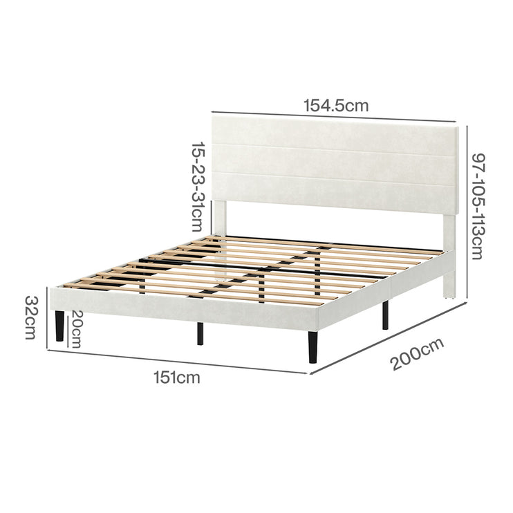 Levede Queen Bed Frame Upholstered Adjustable Headboard Platform Mattress Base-2065254299683917826