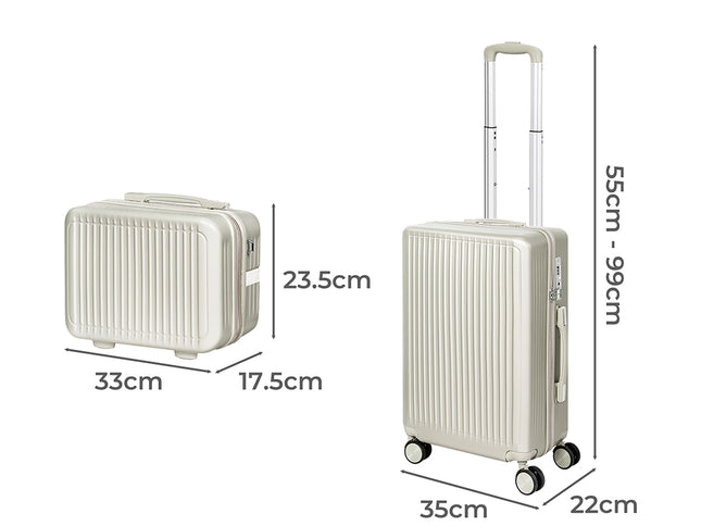 Slimbridge Luggage Suitcase Trolley White 2pc 14"+20"-1864184373071450114