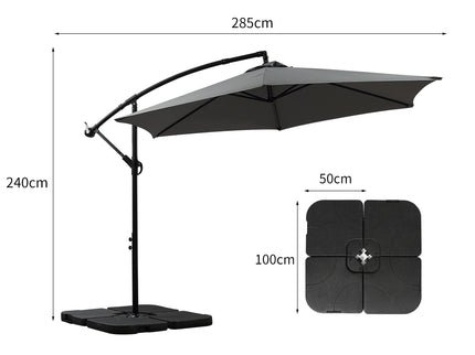 Mountview 3M Outdoor Umbrella Cantilever Grey With Base-1864184442336186370
