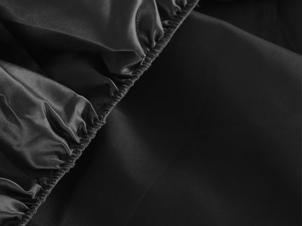 DreamZ Silky Satin Sheets Fitted Flat Queen Black-1910113195822026755