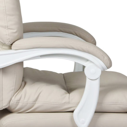 Levede Executive Office Chair Footrest PU Leather Tilt Gaming Work Seat Beige-2065254304113102851