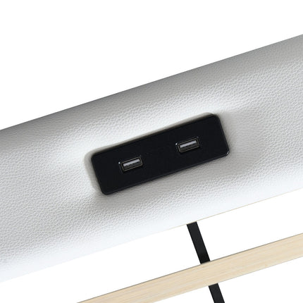 Levede Queen Bed Frame With Adjustable Headboard White-1973193505169870851