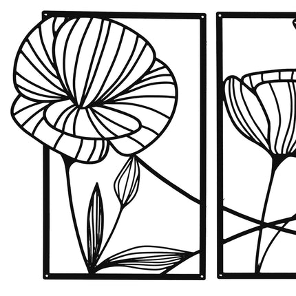 Yezi Metal Wall Art 4Pcs Floral Minimalist Line Decor-1954802471260000259