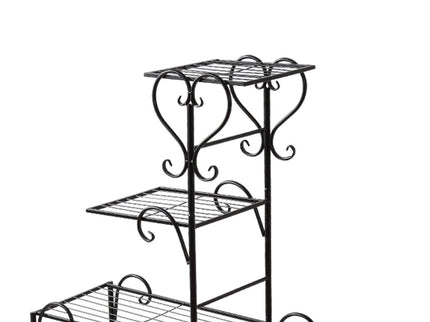 Levede Plant Stand Outdoor Indoor Metal Black-1894516826986123267