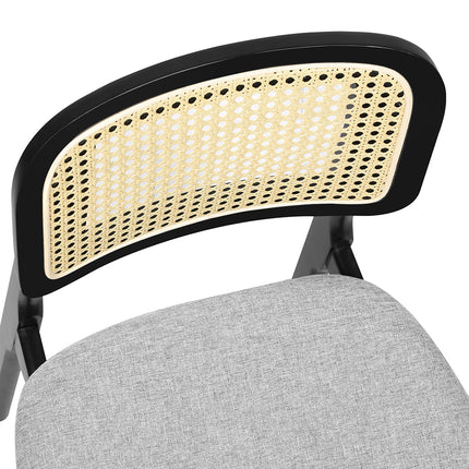 Levede Dining Chair Wood Rattan Armless Black x8-2006732736517246979
