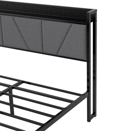 Levede Queen Bed Frame Steel Base with Headboard Grey-2006732773129326595