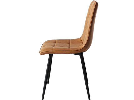 Levede 4x Dining Chairs Kitchen Chair Brown Faux Leather-1942353398980546563