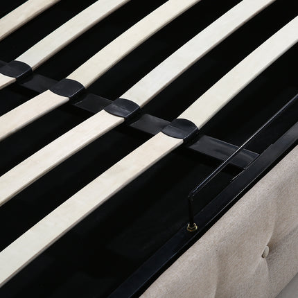 Levede Fabric Bed Frame Double Gas Lift Double Beige-1975420519381602307