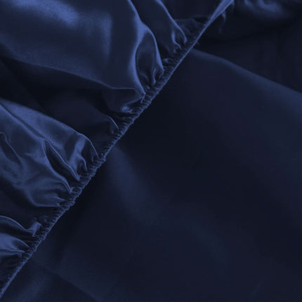 DreamZ Silky Satin Sheets Fitted Flat Queen Blue-1954802914501464067