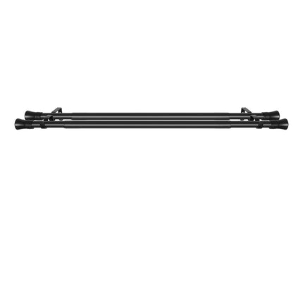Marlow Black Double Curtain Rod Steel Pole Pommel Set Extendable Adjustable-1954802388695126019
