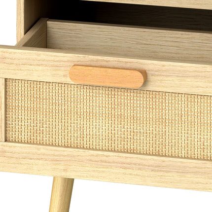 Levede 2x Bedside Tables Set Wooden Side Table Nigntstand Bedroom Rattan Drawers-2029334095099727875