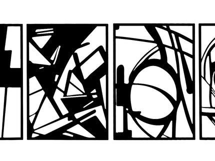 Yezi Metal Wall Art 4Pcs Abstract Minimalist Line Decor-1910149776226258947
