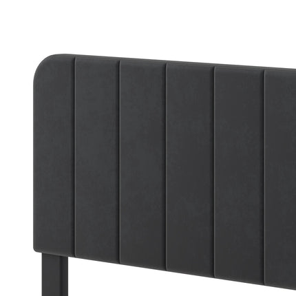 Levede Double Bed Frame Upholstered Adjustable Headboard Bed Platform Dark Grey-2050056771191574531