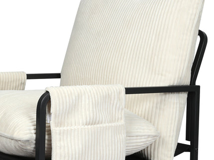 Levede Metal Framed Lounge Chair Corduroy in Beige-1910149774984744963