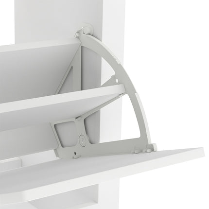 Levede Narrow Shoe Cabinet Organiser Storage Rack Flip-up Drawer 12 Pairs White-2050056773427138563