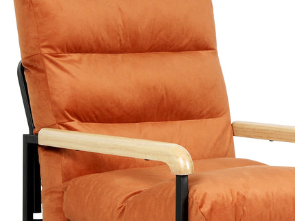 Levede Metal Framed Lounge Chair Velvet in Orange-1910149775139934211