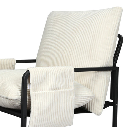 Levede Metal Framed Lounge Chair Corduroy in Beige-1954802469909434371