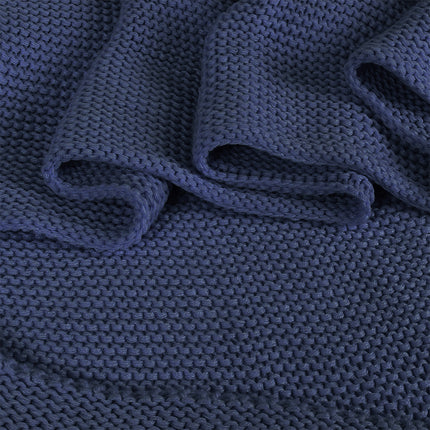 DreamZ Knitting Throw Blanket Cushion Navy-1973194038416904195