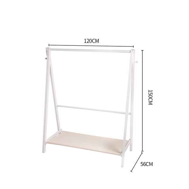 Levede Clothes Rack Wooden Wardrobe White-1973193811576360962