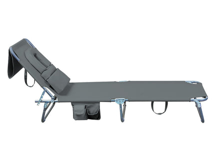 Levede Foldable Beach Lounge Chairs with Face Hole Grey-1910112248827875331