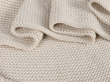DreamZ Knitting Throw Blanket Cushion Beige-1910113222975950851