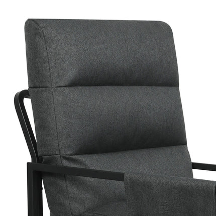 Levede Metal Framed Lounge Chair Linen in Dark Grey-1975420342314864643
