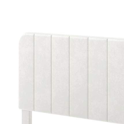 Levede Double Bed Frame Upholstered Adjustable Headboard Bed Platform White-2065254299478396931