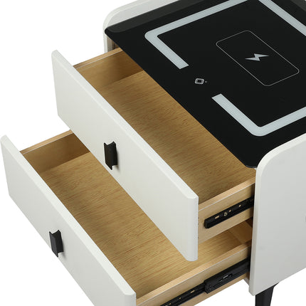 Levede Bedside Table LED Lights Drawers Storage-1975420388699672579