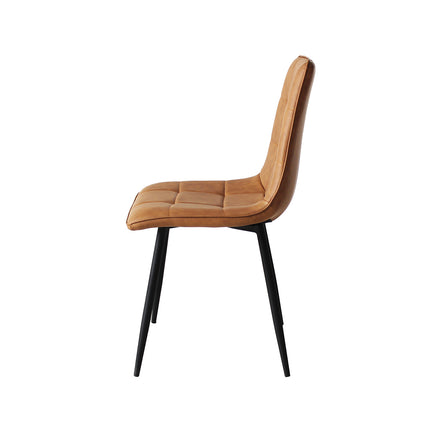 Levede 4x Dining Chairs Kitchen Chair Brown Faux Leather-1973194074588581891