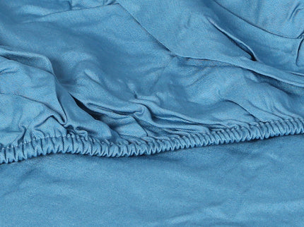 Dreamz 4pcs Queen Size 100% Bamboo Bed Sheet Set in Blue Colour-1942353308710735875