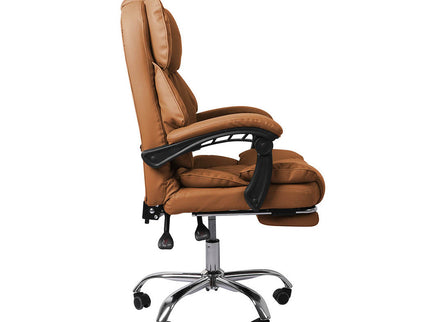 Levede Gaming Chair Office Computer Brown Footrest-1864184461999083523