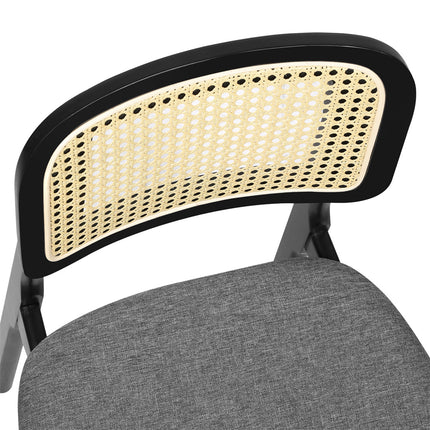 Levede 2x Dining Chair Wood Rattan Armless Black-1954802459050381315