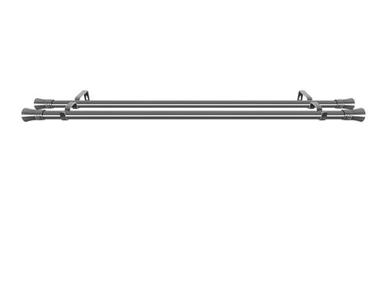 Marlow Silver Double Curtain Rod Steel Pole Pommel Set Extendable Adjustable-1910112209267200003