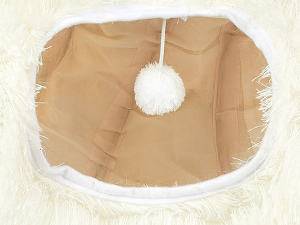 Pawz Cat Tunnel Foldable Fluffy Plush Play Tube Beige-1910112275730141187