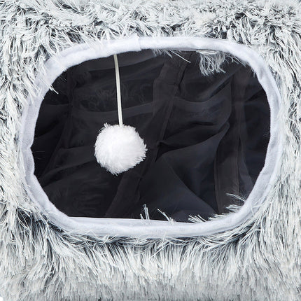 Pawz Cat Tunnel Foldable Fluffy Plush Play Tube Grey-1973193512761561091