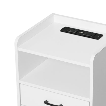 Levede Bedside Table USB Charger Outlet LED White-1910112205110644739