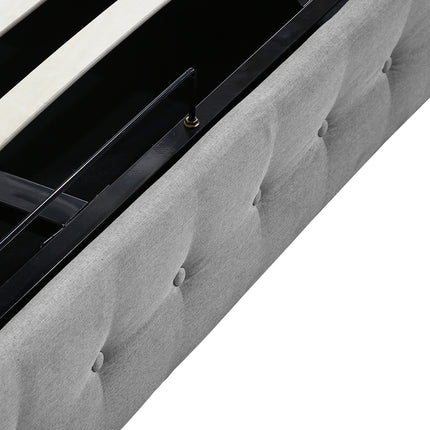 Levede Queen Bed Frame Fabric Tufted Grey-1975420519750701059