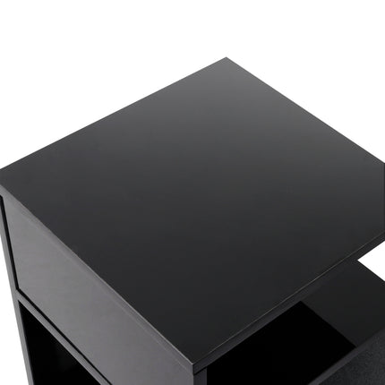 Levede 1xBedside Tables Drawers Side Black-1954802869278478339