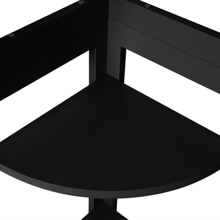 Levede 5 Tier Corner Shelf Wooden Storage Black-1975420482190708739