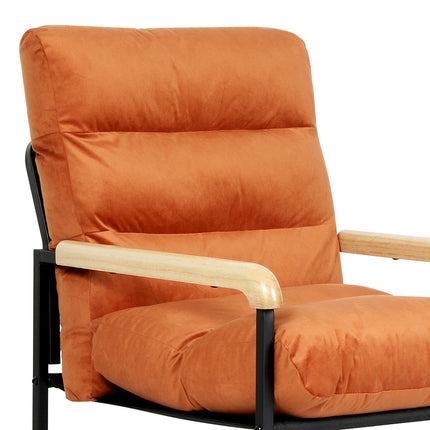 Levede Metal Framed Lounge Chair Velvet in Orange-1954802470106566659