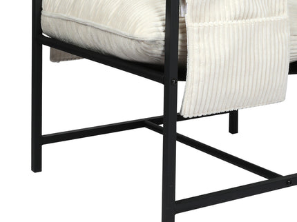 Levede Metal Framed Lounge Chair Corduroy in Beige-1910149774984744964