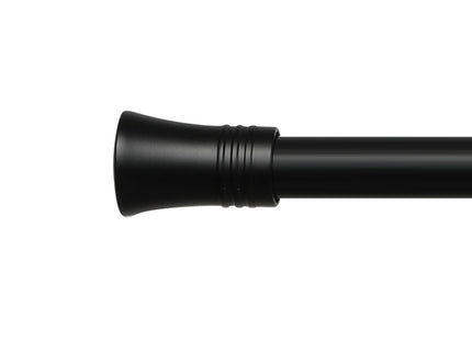 Marlow Black Double Curtain Rod Steel Pole Pommel Set Extendable Adjustable-1910112209103622148