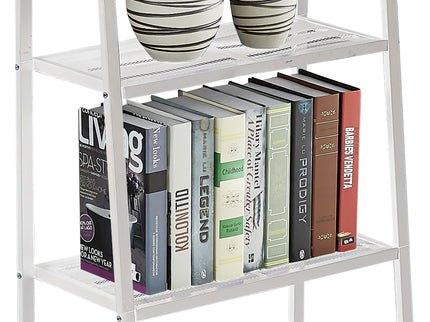 Bookshelf 4 Tier Ladder Shelf Unit Bookcase White-1864184251654737924