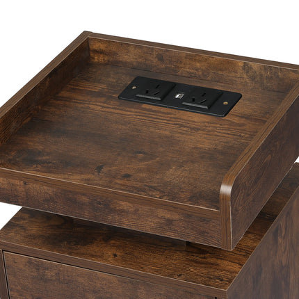 Levede Bedside Table USB Charger Outlet RGB Oak-1975420388338962436