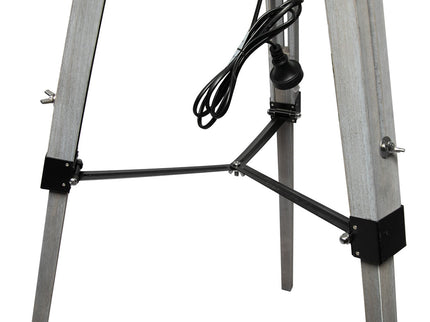 EMITTO Tripod Wooden Floor Lamp Shaded Grey-1864184396748296196